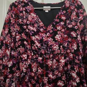 Isabel Maternity by Ingrid & Isabel Black Dress with Berry Floral Trim